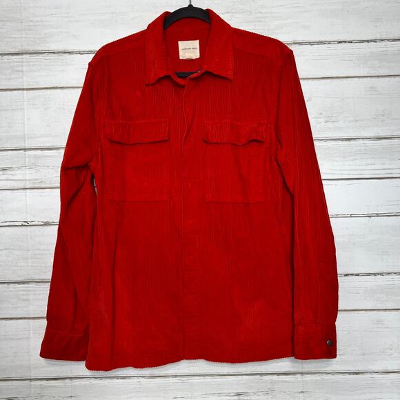 American Eagle Outfitters Tops - American Eagle Red Corduroy Snap Front Shacket Size Medium